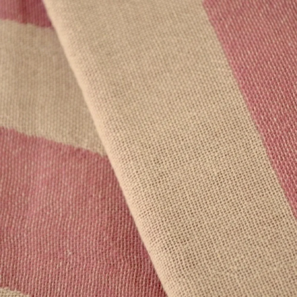 Wonderland Tapestry Curtain Mauve Pink & Ivory Soft 100% Organic Cotton Fringe